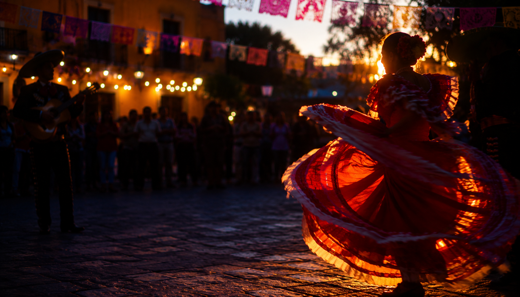 Traditional dance at golden hour · Mexico