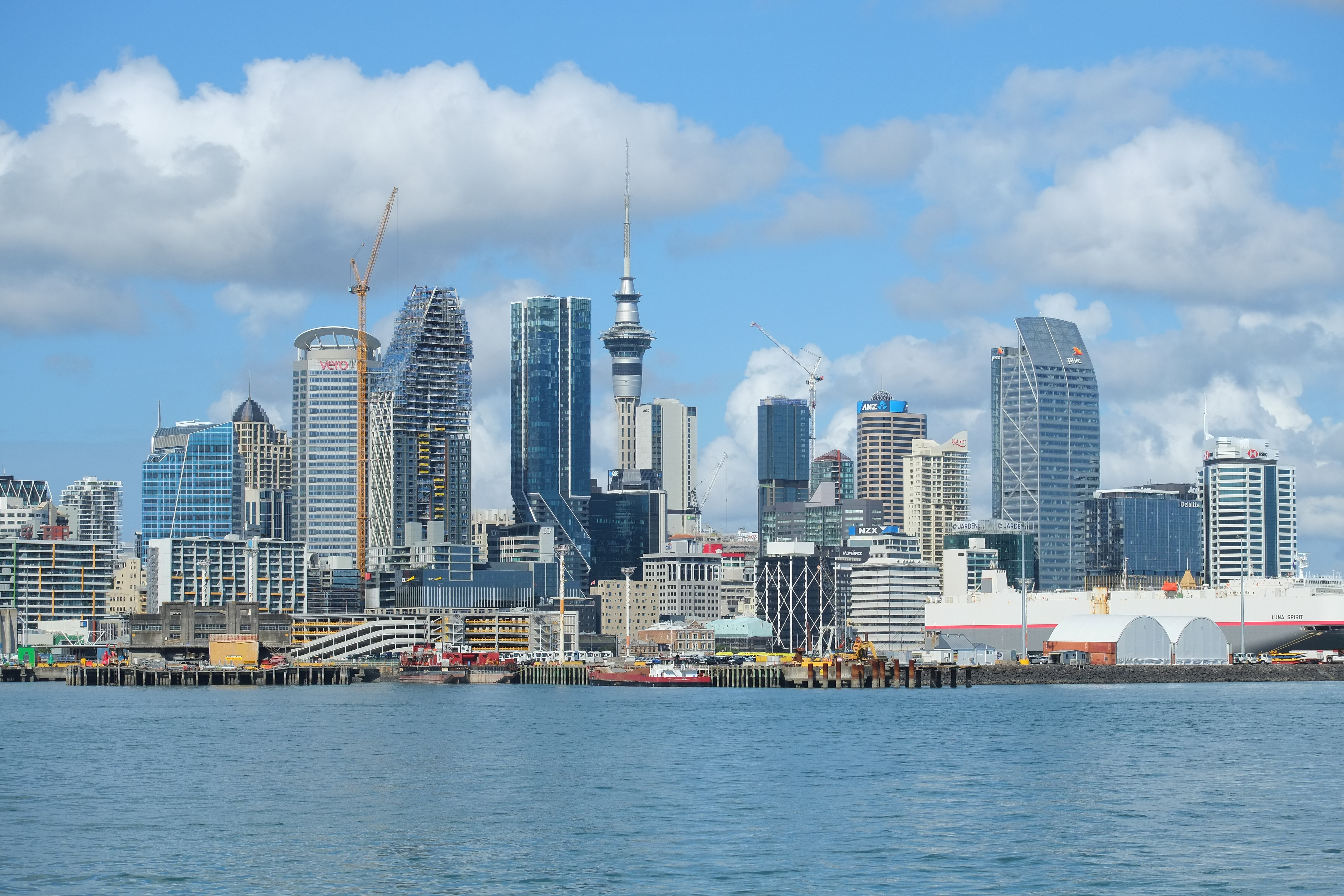 Auckland CBD skyline over Waitemata Harbour in daylight